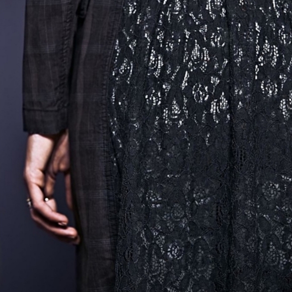 Free People Retro Plaid Lace Blazer Coat Jacket - Picture 9 of 11